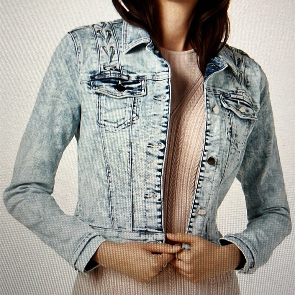 Guess Lace-up corset denim jacket, snow wash